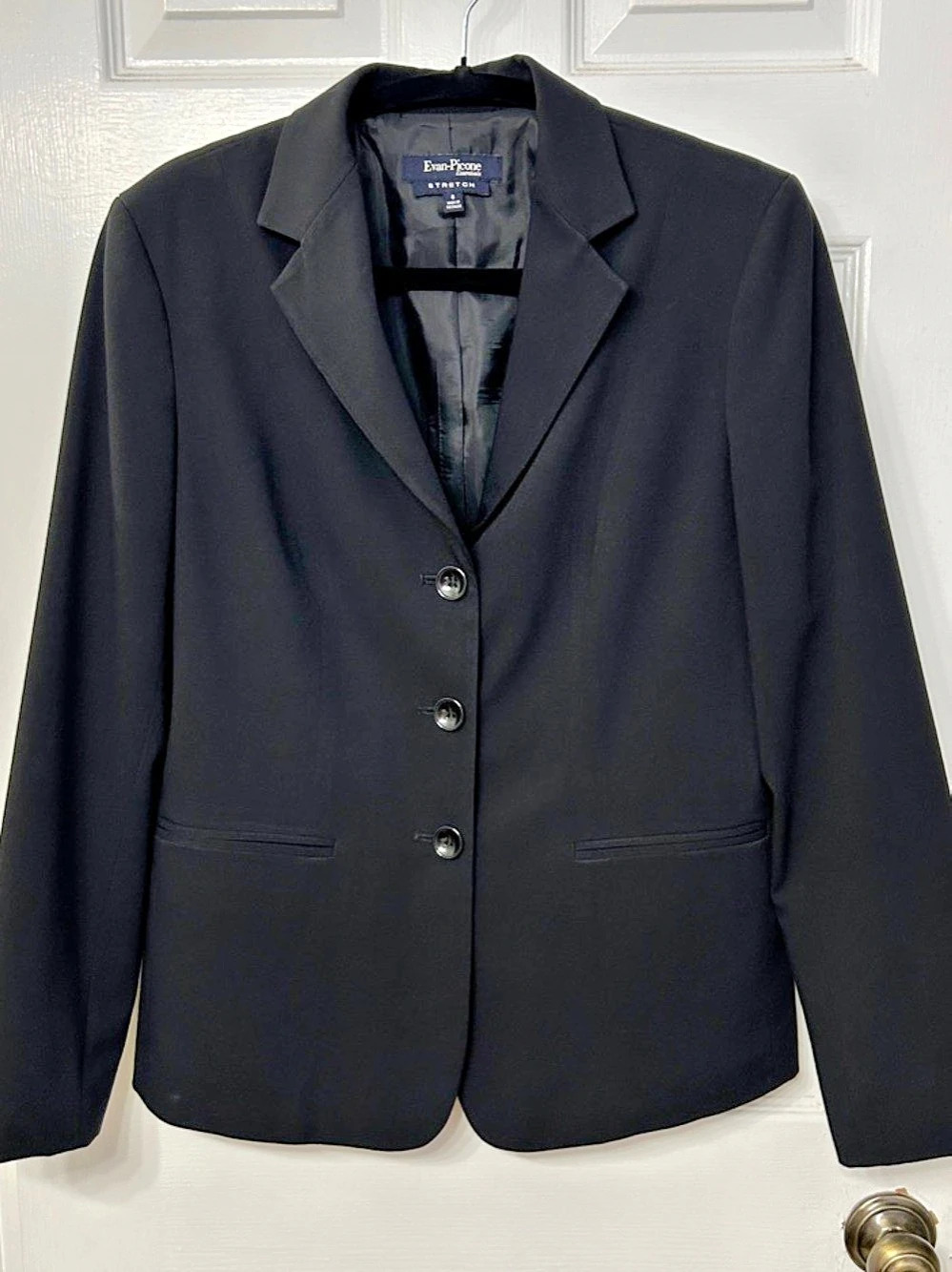 Evan-Picone Essentials Black Classic Professional Blazer Suit Jacket - Size 8